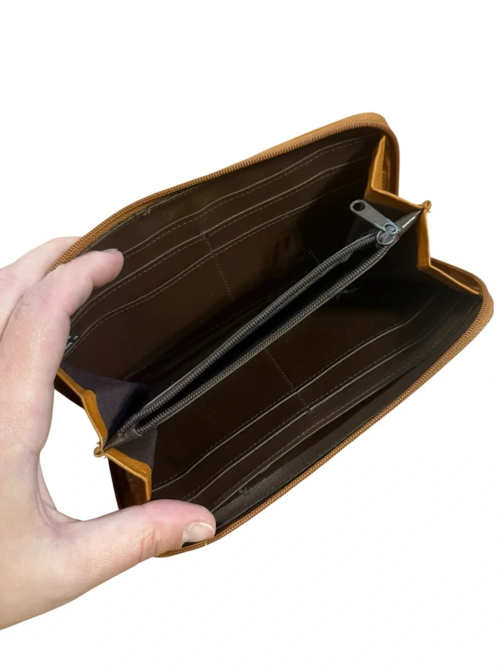 Morgan Taylor Tan Pebbled Leather Zip Wallet
